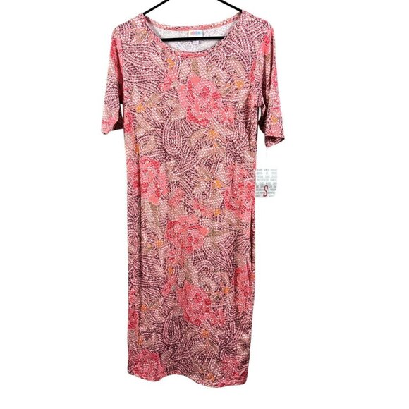 LuLaRoe Julia Women's Multi Pink Pattern Dress - Picture 2 of 7